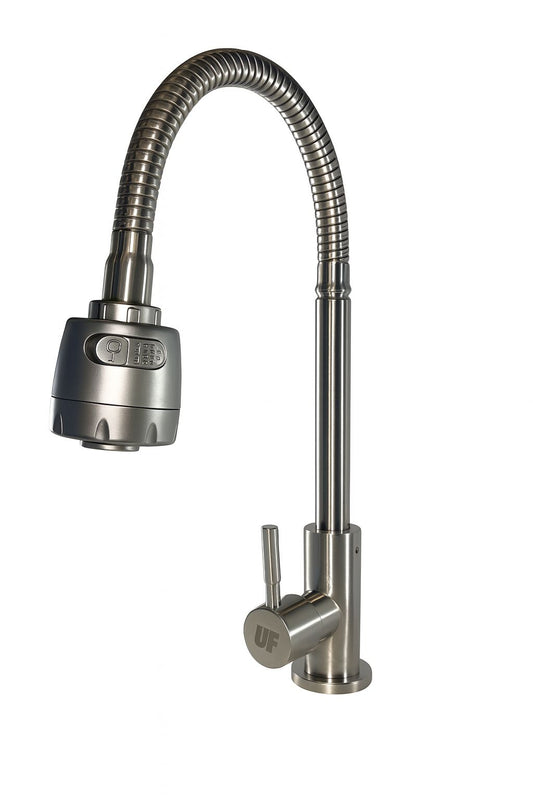 LLAVE LAVAPLATOS SENCILLA
•CUELLO FLEXIBLE EN ABS
•CABEZAL 2 CHORROS
•CUERPO ABS
•MANIJA TIPO PALANCA
•SATINADO
•UNIFER