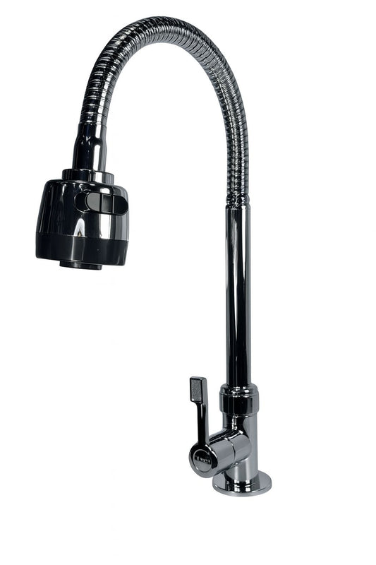 LLAVE LAVAPLATOS SENCILLA
•CUELLO FLEXIBLE EN ABS
•CABEZAL 2 CHORROS
•CUERPO ABS
•MANIJA TIPO PALANCA
•CROMADO
•D´TURIN