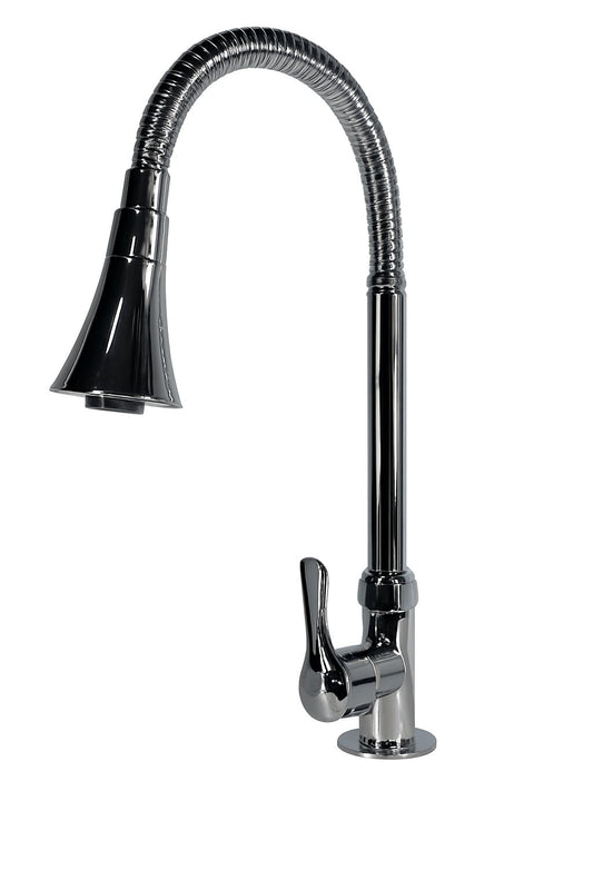 LLAVE LAVAPLATOS SENCILLA
•CUELLO FLEXIBLE EN ABS
•CABEZAL 2 CHORROS TIPO CAMPANA
•CUERPO ABS
•MANIJA TIPO PALANCA
•CROMADO
•D´TURIN