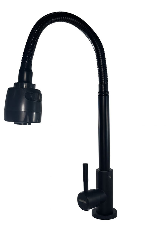 LLAVE LAVAPLATOS SENCILLA
•CUELLO FLEXIBLE EN ABS
•MANIJA TIPO PALA
•CUERPO EN ABS
•NEGRO
•2 CHORROS
•UNIFER