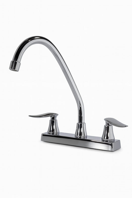 LLAVE LAVAPLATOS DE 8" EN ABS•CUELLO TIPO C•MANIJA TIPO PALANCA CIERRE RAPIDO•CROMADA•GERFOR
