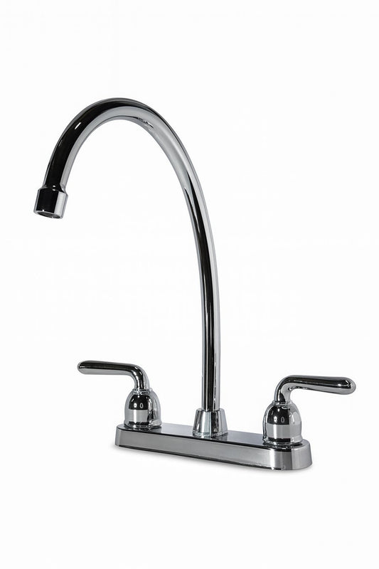 LLAVE MEZCLADOR 8" LAVAPLATOS MANIJAS TIPO PALANCA - CUELLO CISNE CROMADO